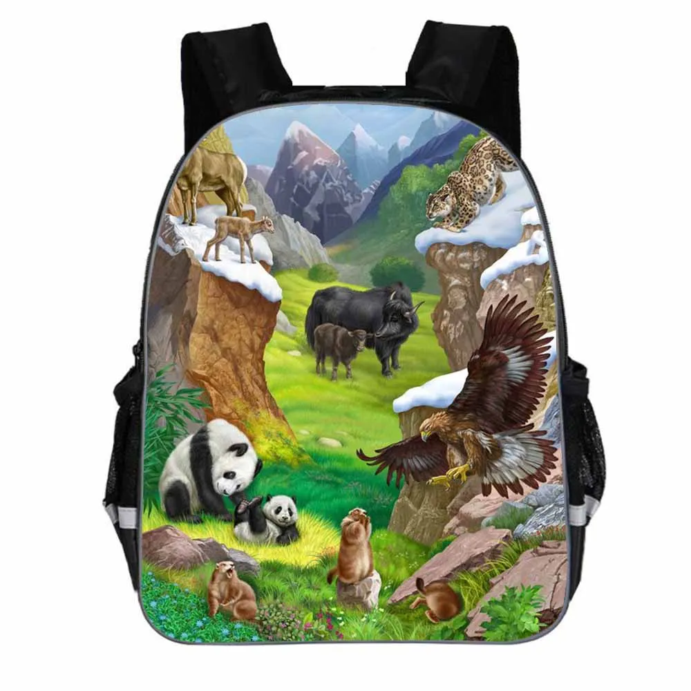 Animal world Backpack Children\'s School Girls Boy men\'s Bag For students