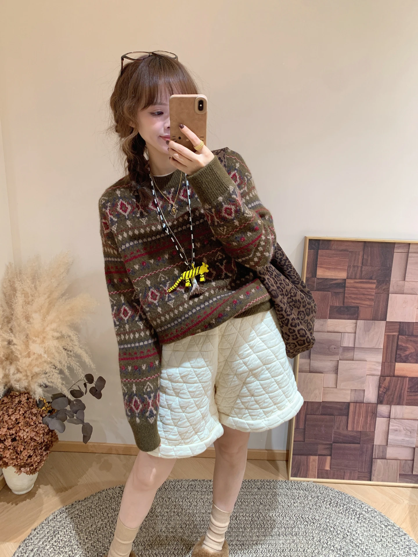 

Осенне-зимний женский вязаный шерстяной свитер в стиле Fair Isle, винтажный, с длинными рукавами, круглым вырезом, пуловер с эффектом похудения