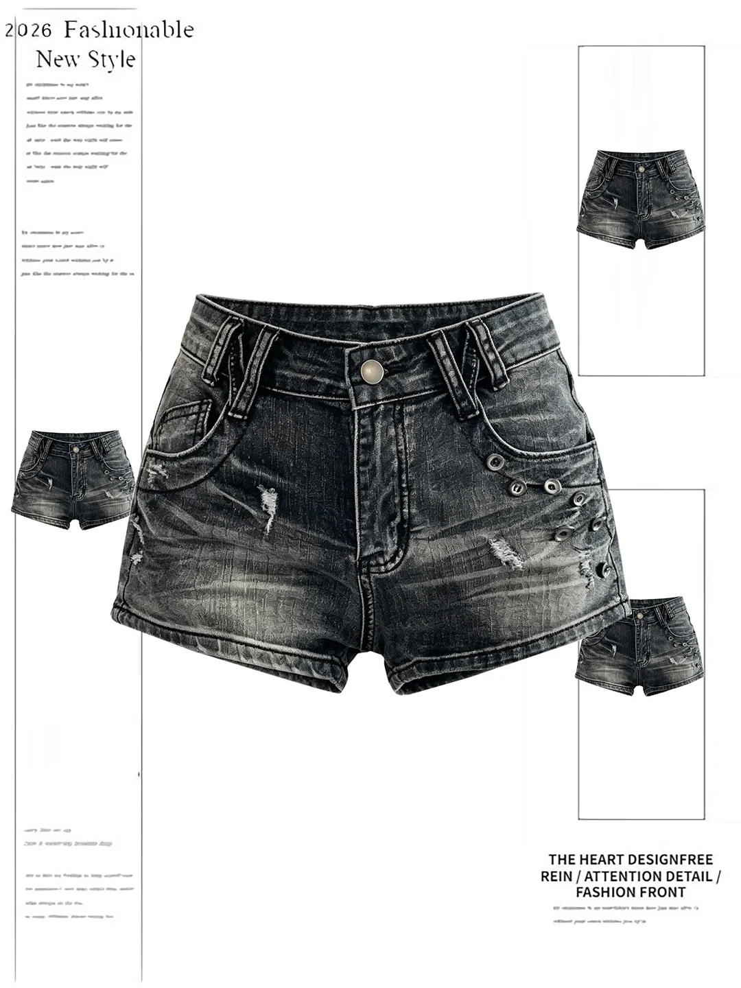 

Washed Vintage American Design Denim Shorts Women Summer New Fashion Straight Leg Short Hot Pants High Waist Wide Leg Jeans
