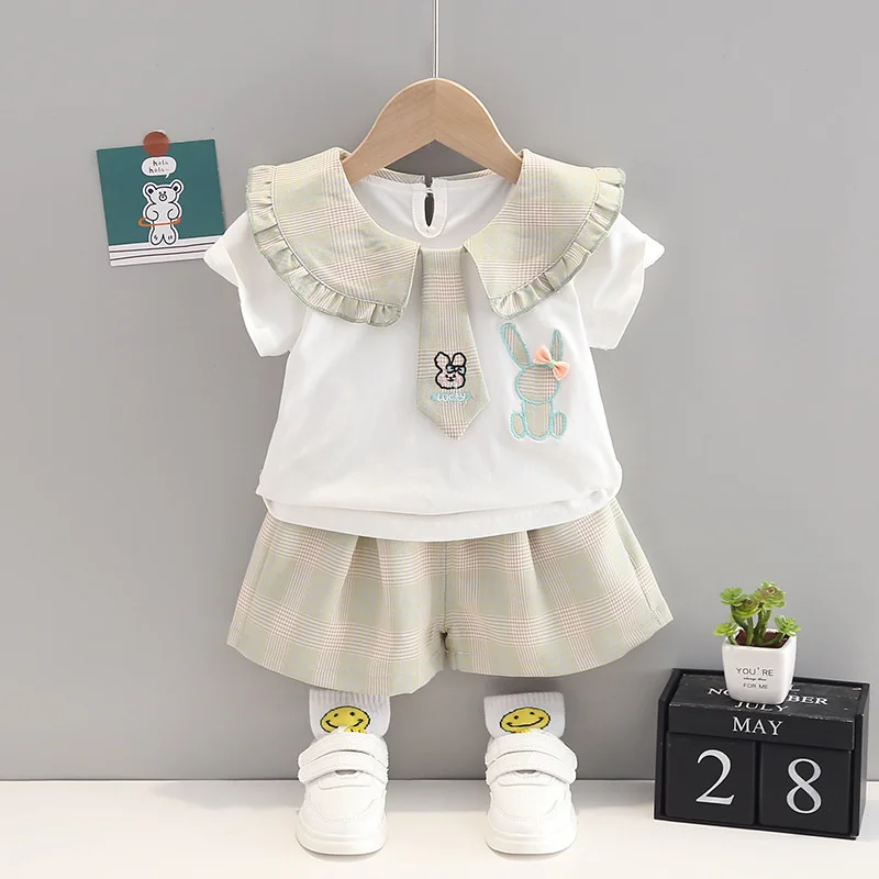 New Summer Baby Girls Clothes Suit Children Fashion Cute T-Shirt Shorts 2Pcs/Sets Toddler Casual Cotton Costume Kids Tracksuits