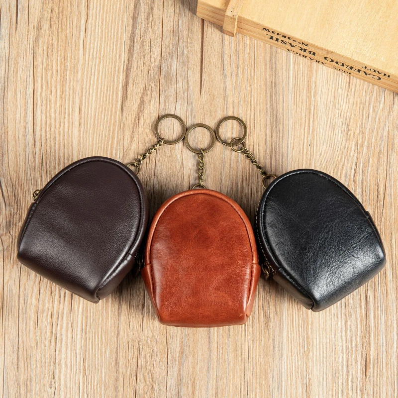 Genuine Leather Mini Backpack Coin Purse Key Holder Top Layer Cowhide Small Wallet Keychain Organizer
