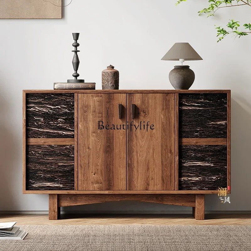 

ls 27Wabi-sabi wind dining side cabinet old wood display zen living room storage homestay retro locker aesthetic furniture