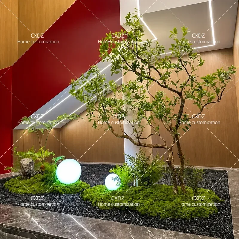 Large Artificial Banyan Tree Faux Green Plant Indoor Decor Simulated Wood Trunk Fake Tree for Living Room Window Landscaping