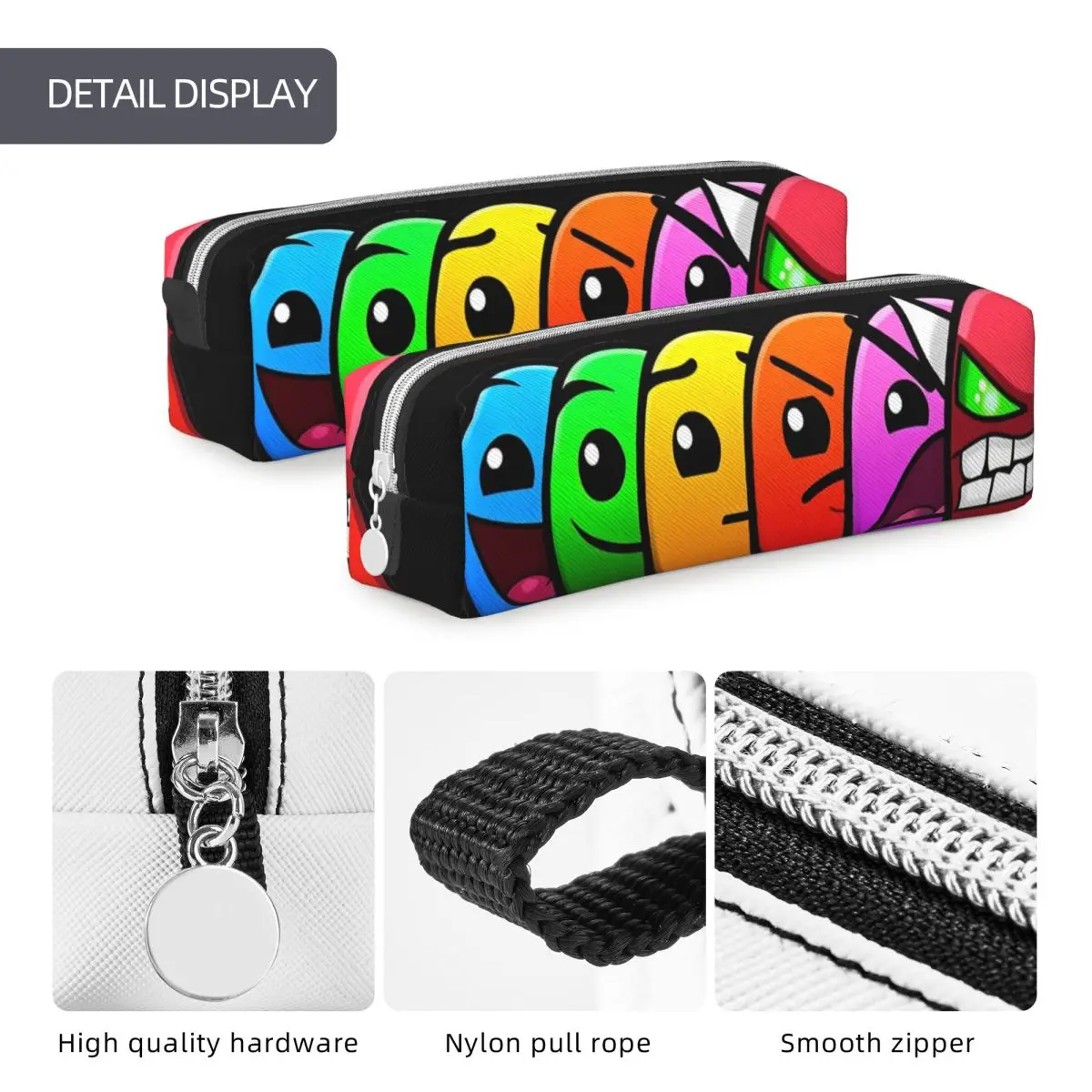 Geometry Dash What Are You Pencil Case Geometric Dash Video Game Pencilcases Pen for Student Big Capacity Bag School Stationery