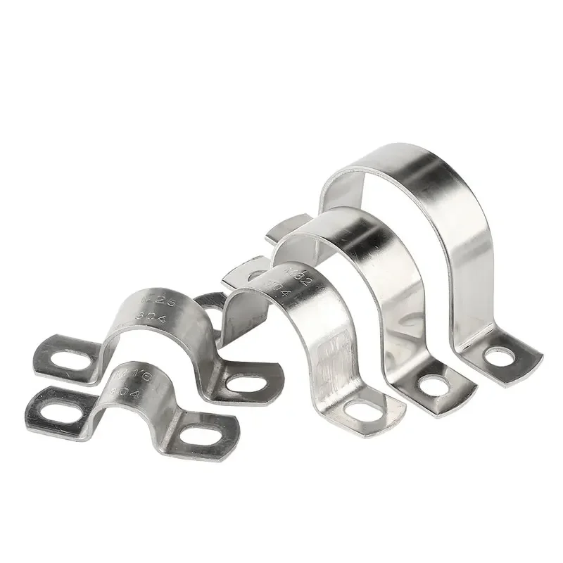 Thickened U-Tube Strap Saddle Clamp Stainless Steel Horseback Wire Throat HoopCable Fastener Clips Applicable To Pipe OD 8-300mm