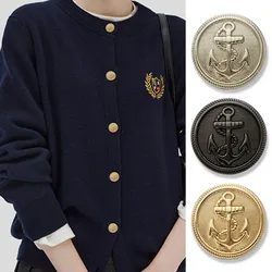 10 Pcs Set of Vintage Fashion Metal Anchor Buttons, British Style Shirt Coat Jumper Jacket Suit Exquisite Decorative Buttons