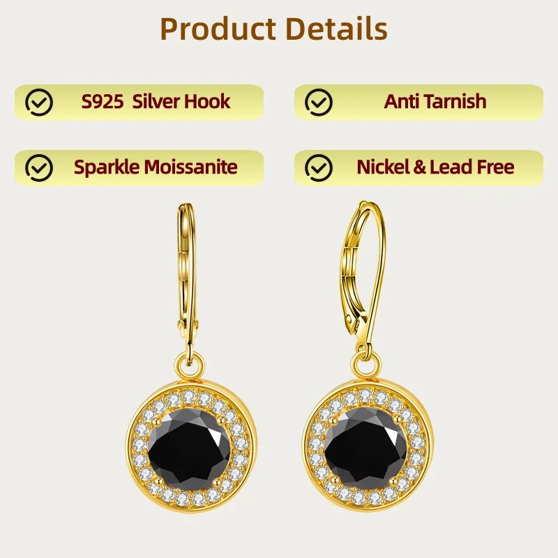 

LAMVOICE Ювелирные изделия для женщин, серьги из стерлингового серебра S925 с муассанитом, подарки на Рождество для нее, украшения в подарочной упаковке