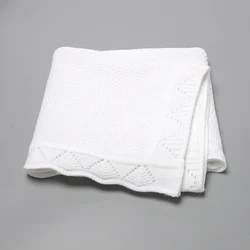 Coperta per bebè 100*80CM biancheria da letto per neonato trapunta moda scava fuori passeggino per neonati Swaddle coperture per il sonno lavorate a maglia Plaid solido