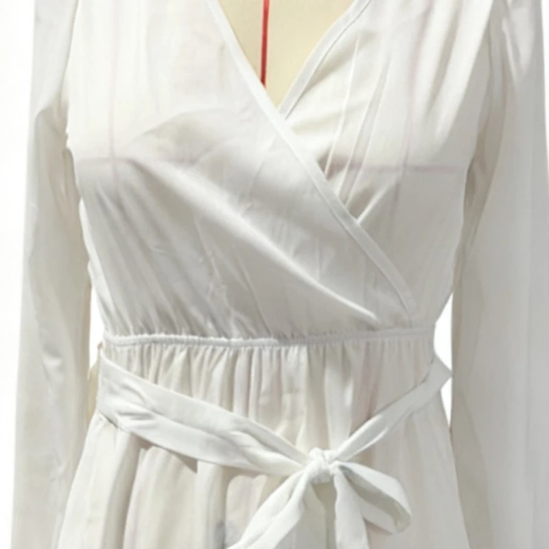 فستان بوهو شيك عميق على شكل حرف v مطبوع عليه زهور فستان ماكسي بأكمام طويلة وحاشية مكشكشة لقضاء العطلات فستان طويل مثير للخريف والشتاء #6