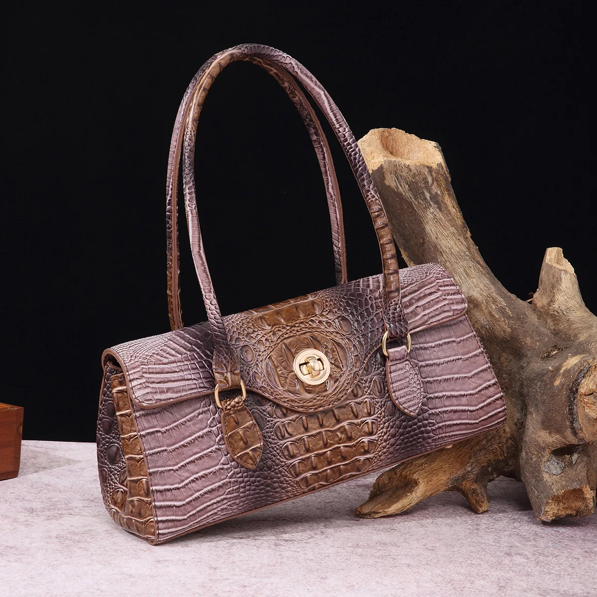 Lady Crocodile pattern Armpit Design Luxury Tote Released Fashion Ladies Handbag Under Crescent Small Square Bag