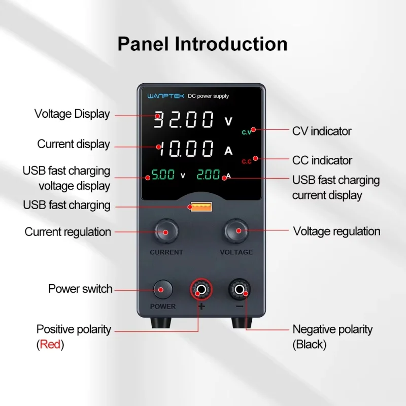 

Lab Power Supply 30V -120V Supplies Voltage DC Adjustable Regulated Switching USB Display Regulator Metal anodizing