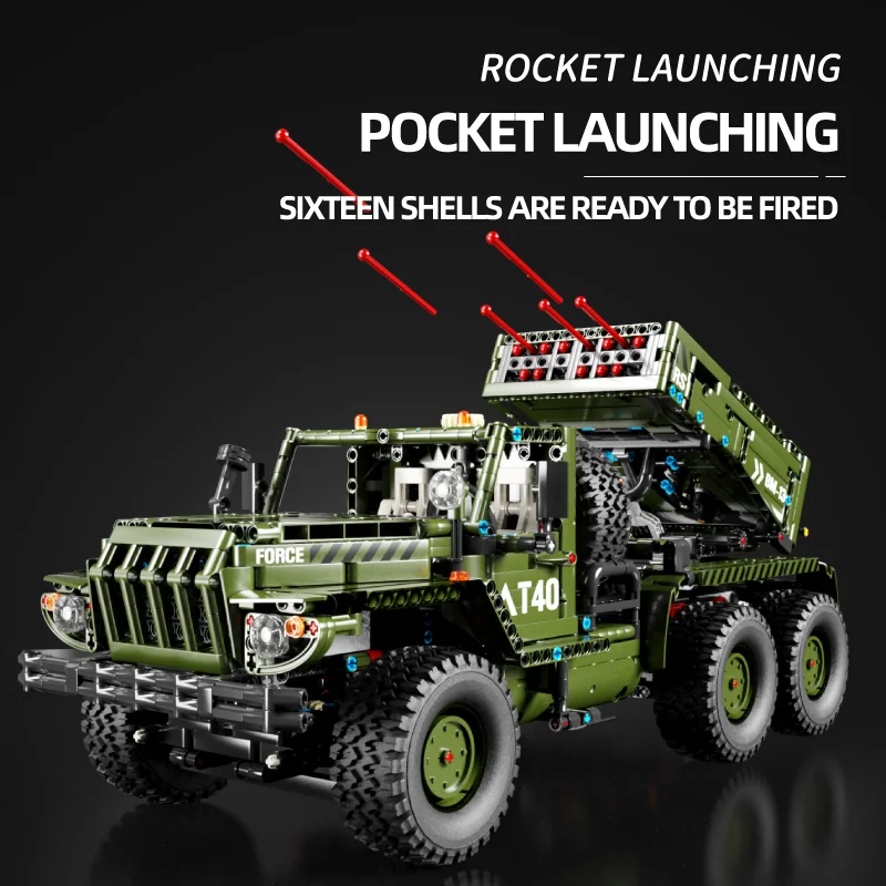 Military Rocket Launcher Vehicle Building Blocks Diy War Armed Rocket Truck Armored Car Model Bricks Toys For Kids Holiday Gifts