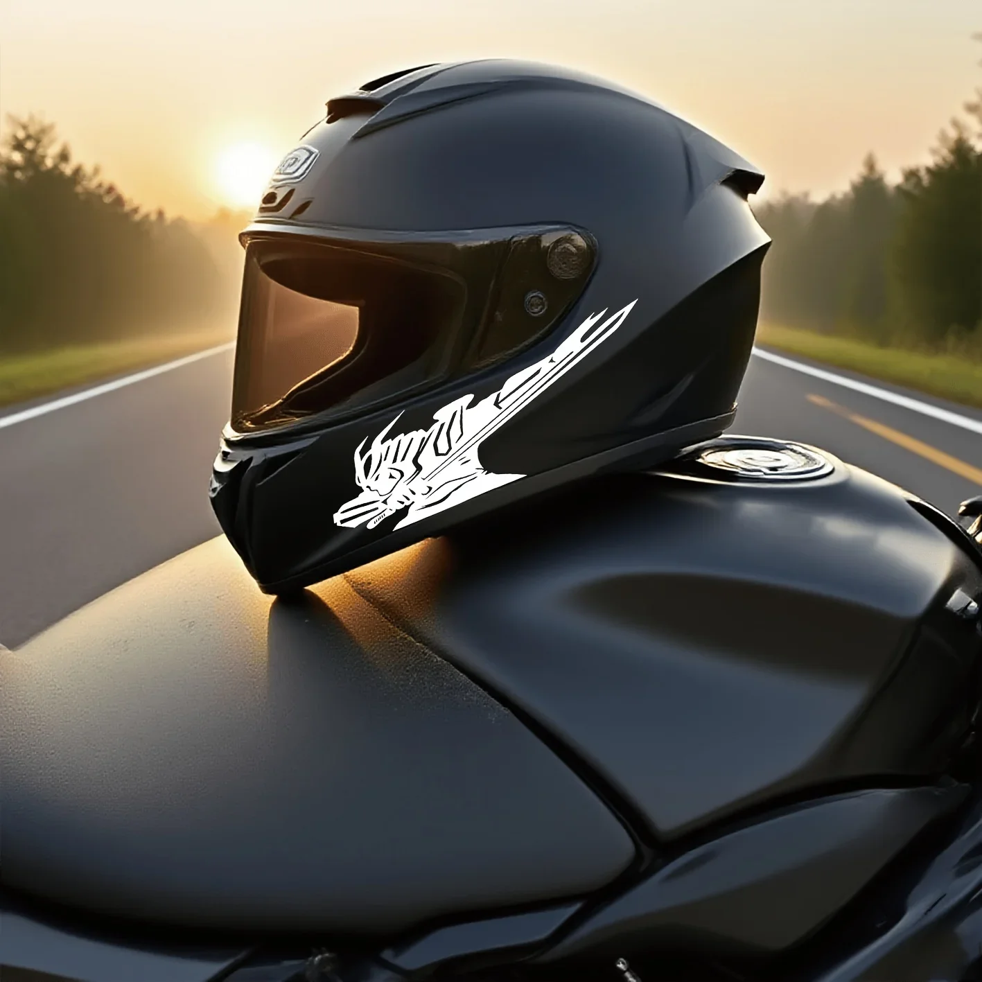 สติ๊กเกอร์ลายซามูไรดำพร้อมดาบ 1 ชุด - ของตกแต่งหมวกกันน็อครถจักรยานยนต์และรถยนต์แบบเฉพาะตัว