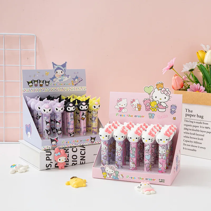 

20 шт. Sanrio ластик с мультяшным рисунком Hellokitty Kuromi Масштабируемая стандартная школьная Канцелярия оптовая продажа