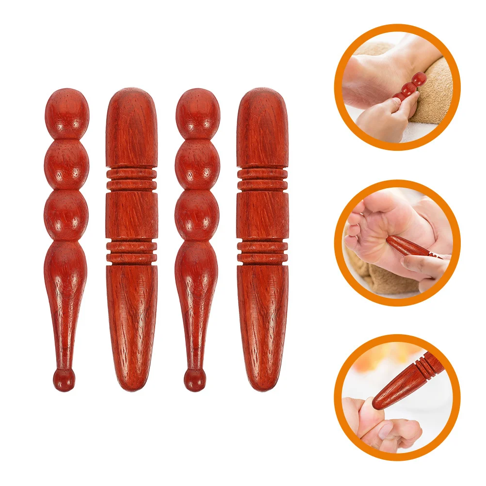 

4pcs Wooden Rods Durable Foot Acupoint Massagers Professional Massage Stick Manual Body Tools For Home Travel Use
