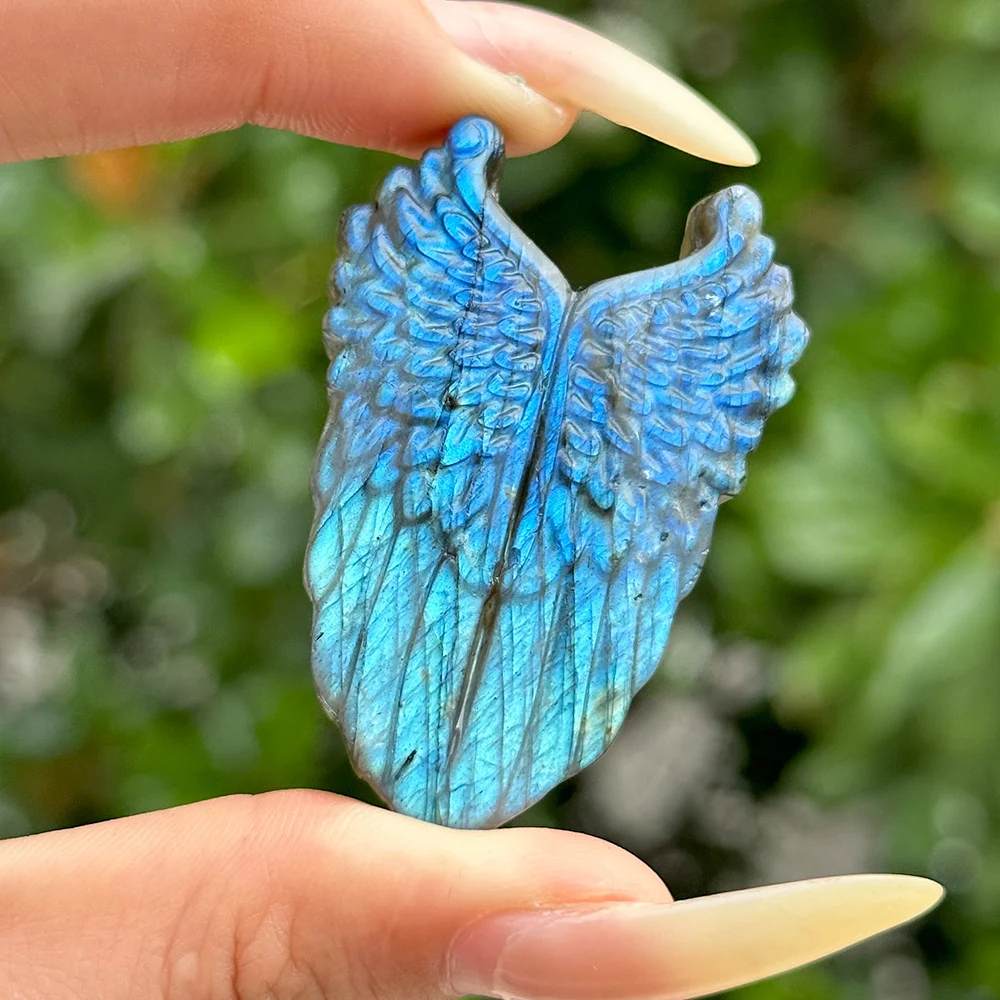 1pc Labradorite Wing Shield Natural Crystal Carving Gemstone, Birthday Gift, Party Decoration, Scene Decoration, Desktop Decora