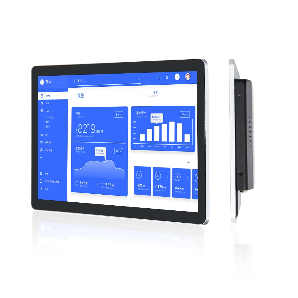 Full HD 13,3 Tablet PC per computer da 15,6 pollici POS 5G RJ45 POE Montaggio a parete Android ALL in One Computer PC