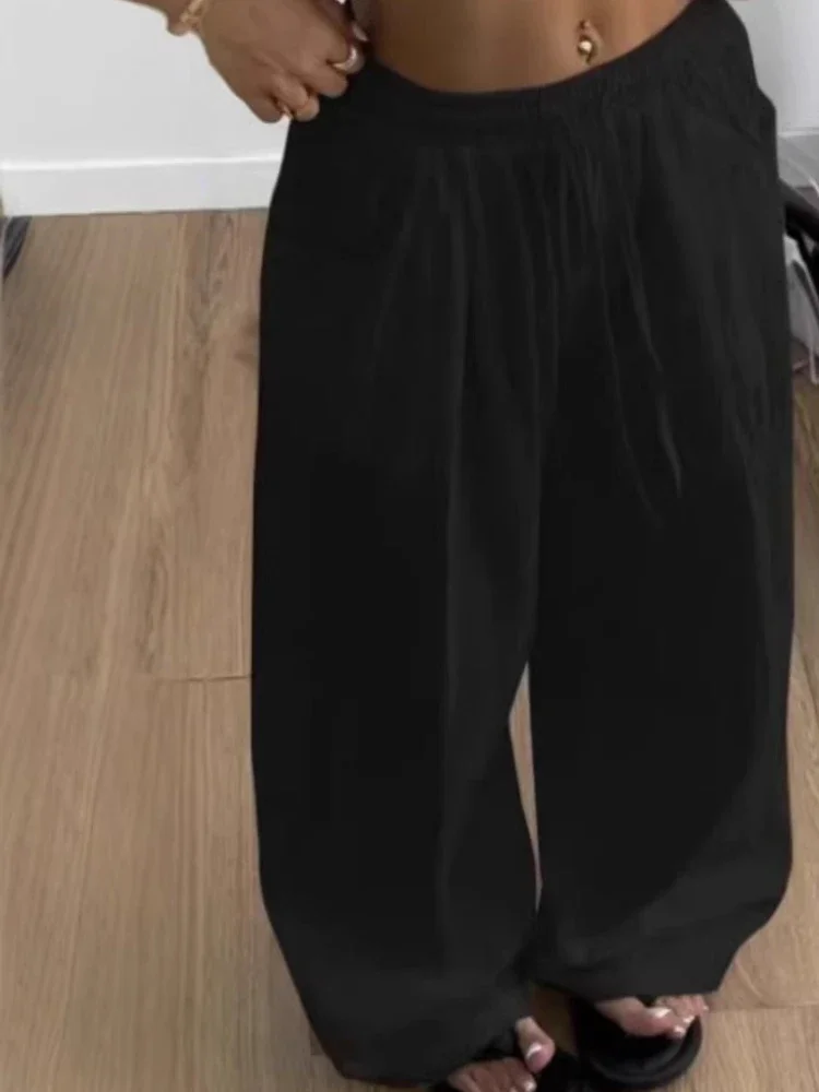 

2026 Lazy Wind Loose and Comfortable Wide-leg Casual Versatile Sports Fitness Drawstring Trousers