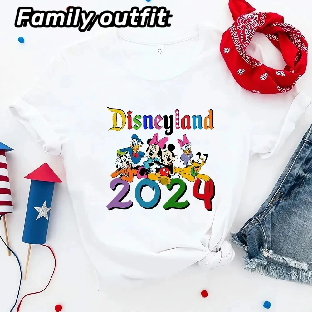 Disney 2024 Family Vacation Clothes Aesthetic Fashion Disneyland Trip Women's T-shirt Mother Kids Matching Outfits Free Shipping