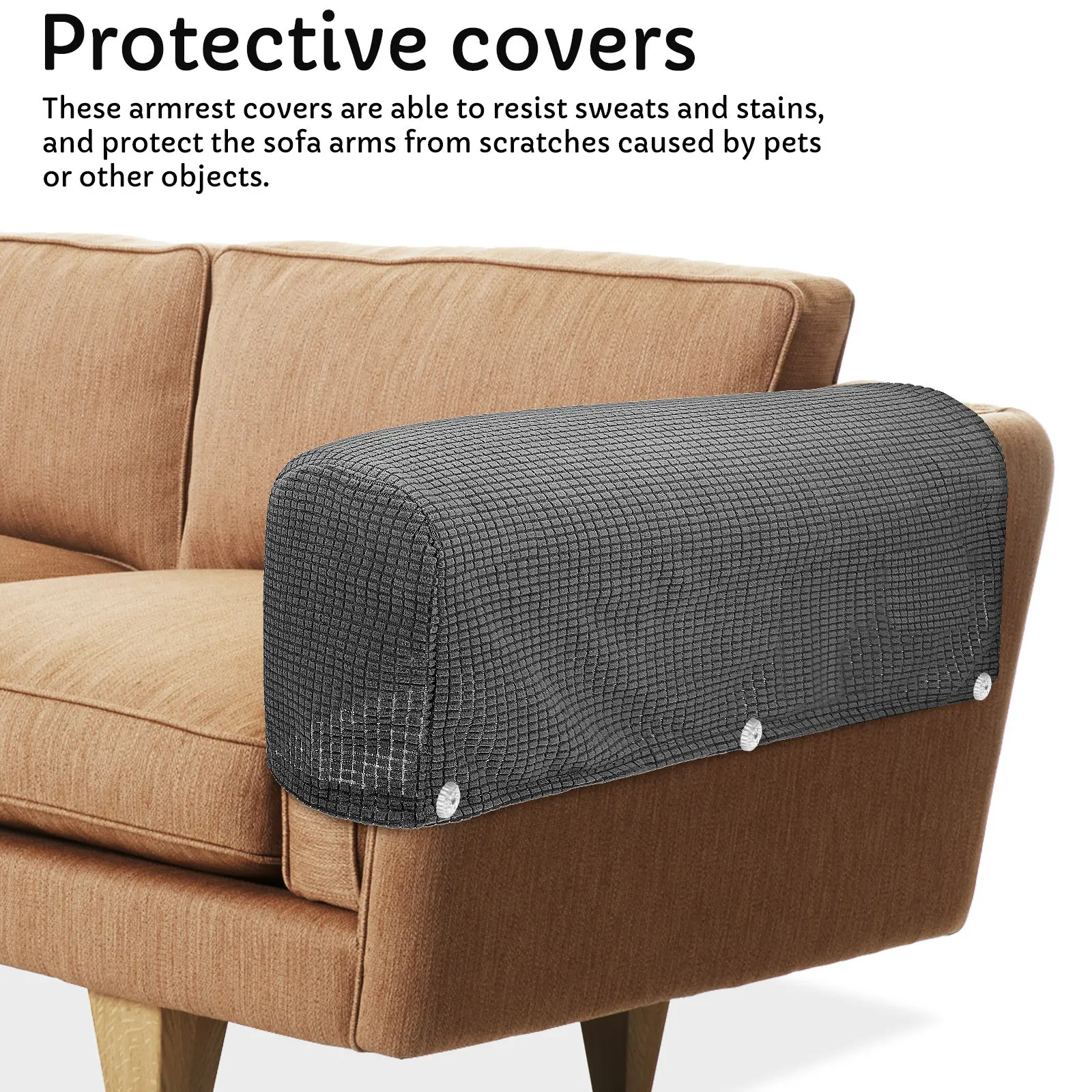 4Pcs Couch Arm Covers Stretch Elastic Soft Touch Armrest Covers for Sofas Recliners Pet Owners Sweat Resistant Decorative