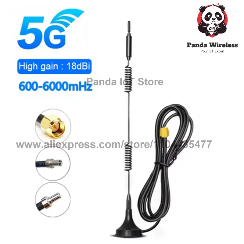 2pcs Magnetic Antenna 5G 4G 3G 600-6000Mhz 18dBi CRC9/TS9/SMA with 3M Cable 2.4G Wifi for Modem Wireless Router Phone Mobile