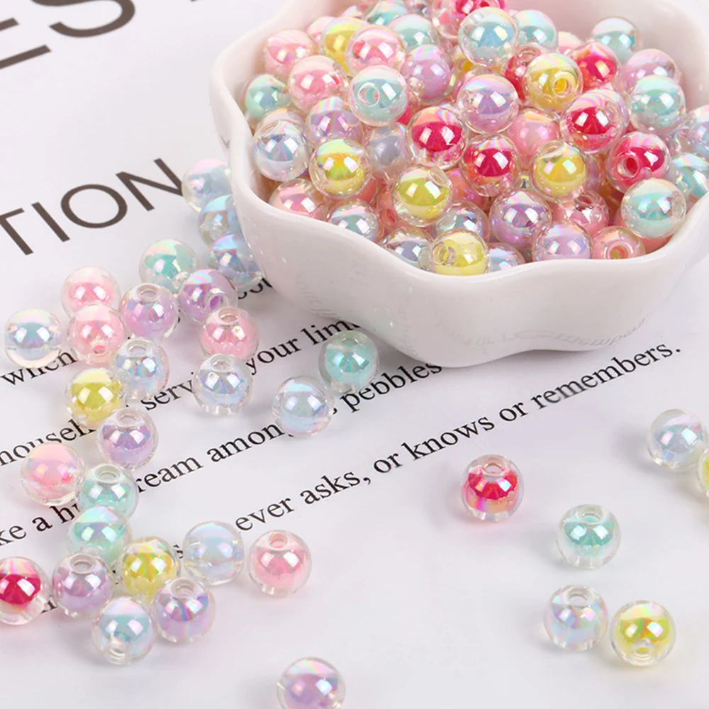 30/50Pcs 8-15mm Acrylic Colorful Transparent Frosted Bead Loose Spacer Bead for DIY Bracelet Hair Rope Jewelry Making Accessorie