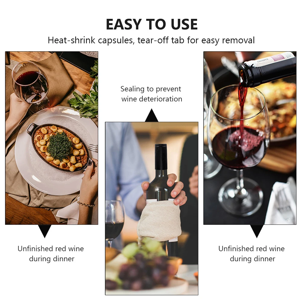 

50pcs Heat Shrink Caps for Bottle Seals Black Practical Easy Open Suitable Standard Bottles Kitchen Bar Use