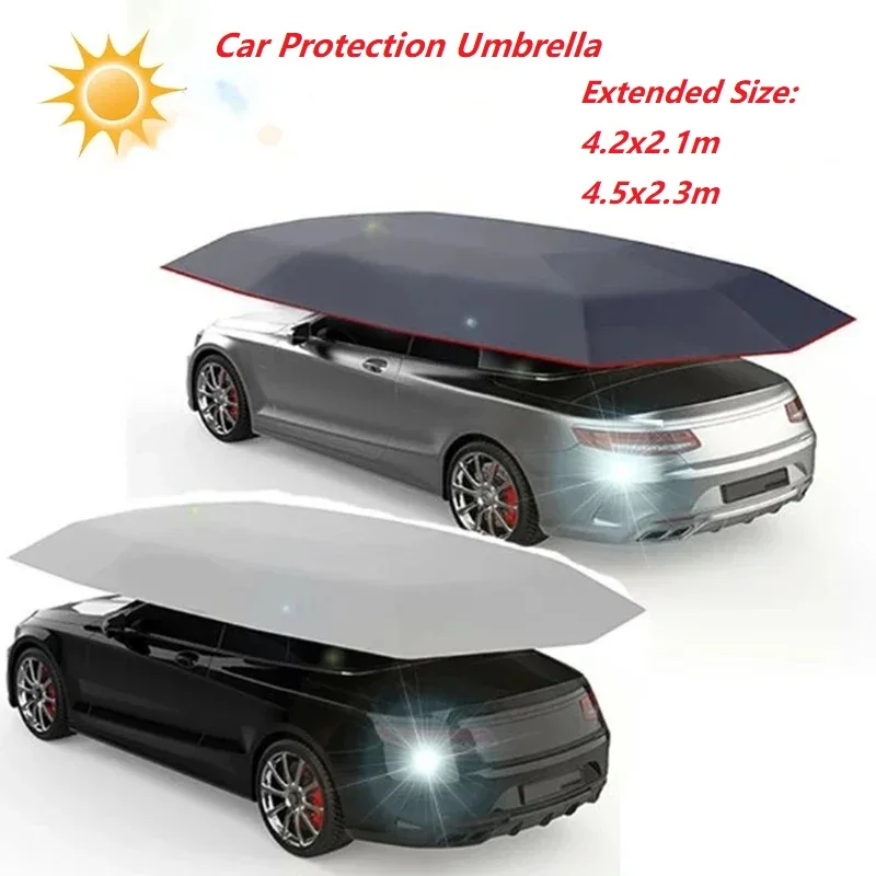 Summer Car Cover Sun Shade Cover Car Protection Umbrella Waterproof UV Resistant Foldable Car Tent Roof Anti-UV Protect Tools