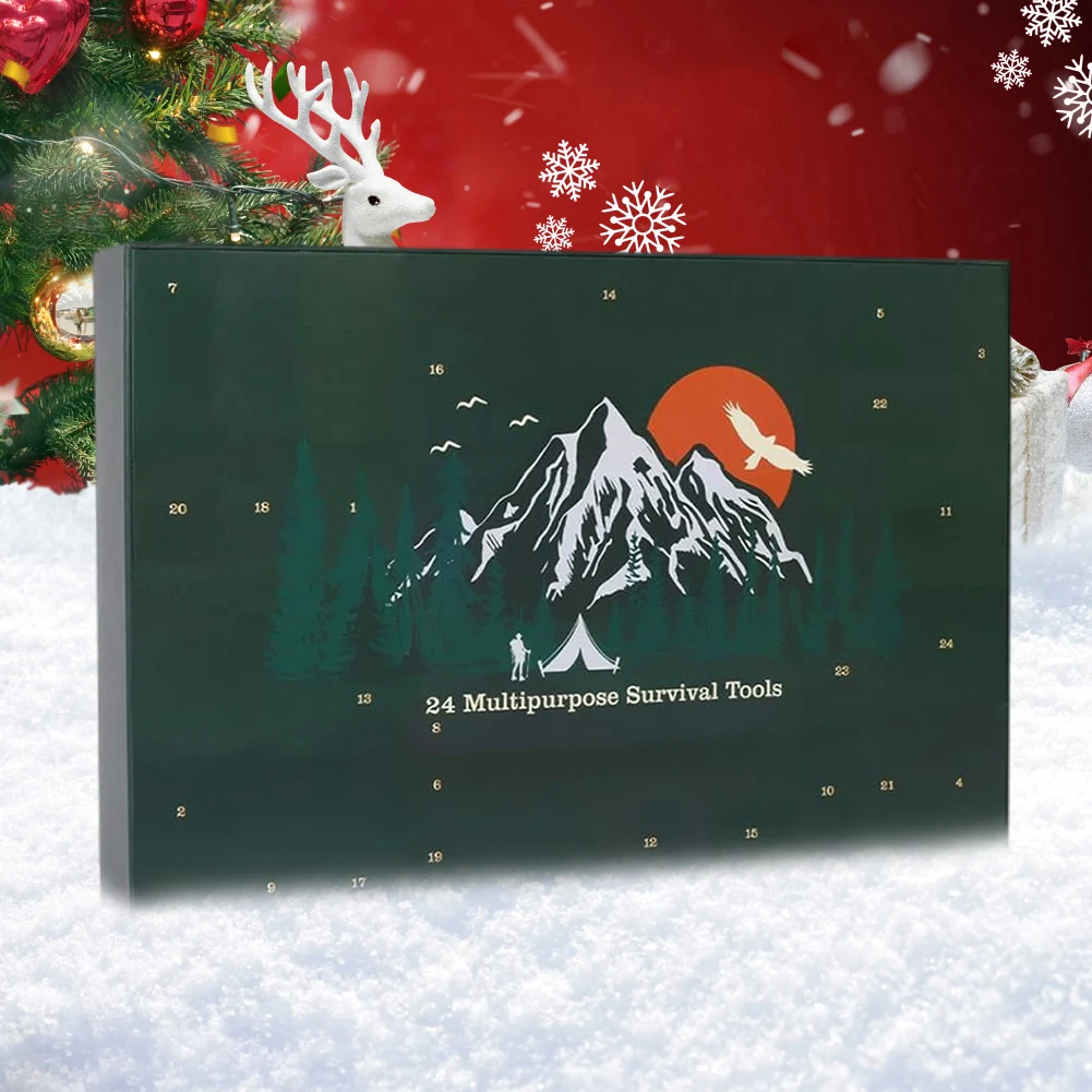 Survival Tools Advent Calendar for Men Adult with Camping Gear & Cool Gadgets 2024 Xmas Holiday Gift for Outdoor Enthusiasts