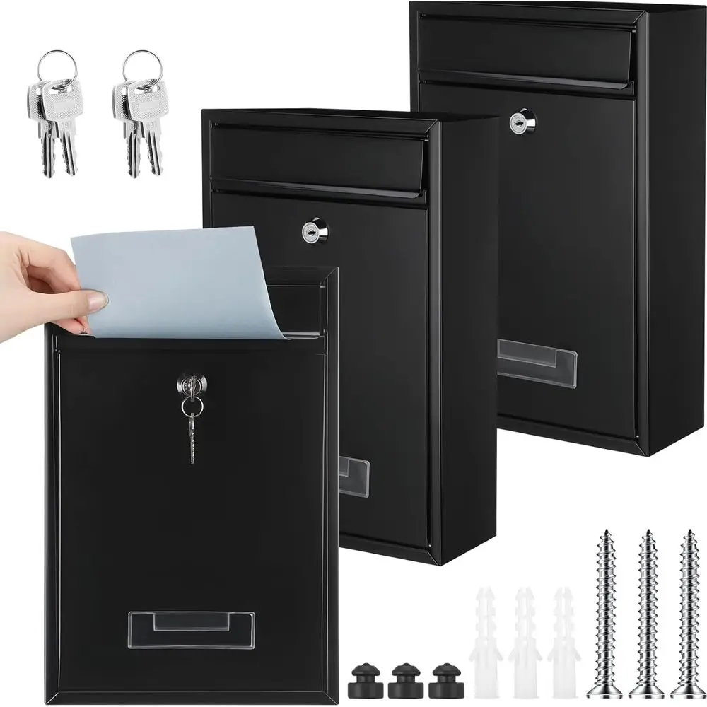 

Locking Mailboxes Wall Mounted, 12.6 x 8.5 x 3.3 in Vertical Key Lock Drop Mailboxes with Lock and Slot, Metal Cover Rust-Proof