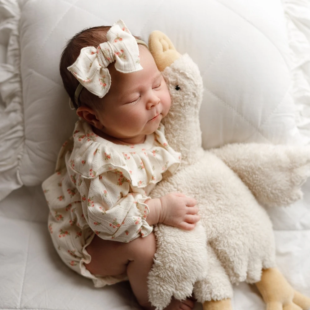Newborn Photography Props Baby Girl Floral Romper Backless Ruffle Collar Infant Photoshoot Outfit Vintage Bebe Studio Clothes