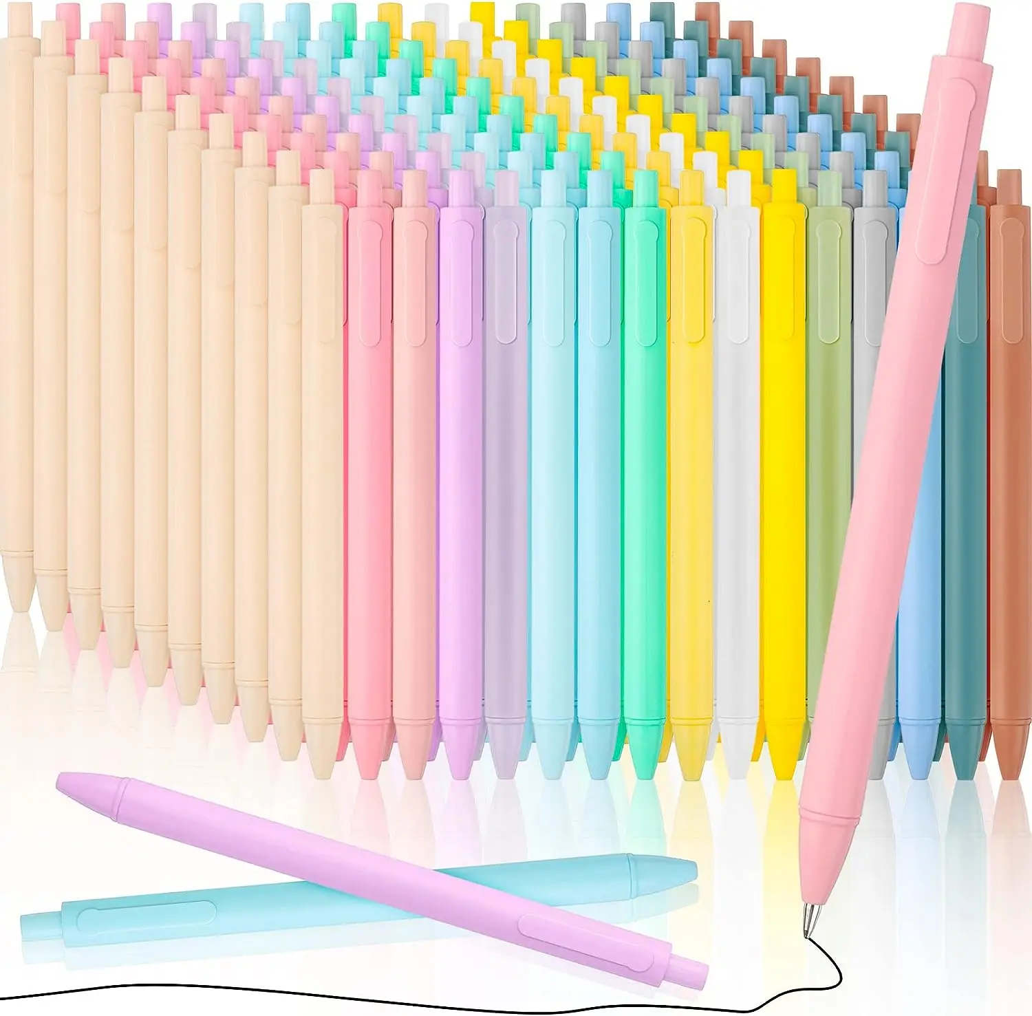 160 Pack Retractable Pastel Gel Ink Pens Bulk Quick Dry Black Ink Cute Pens 0.5 mm Fine Point Smooth Writing Ballpoint Pens