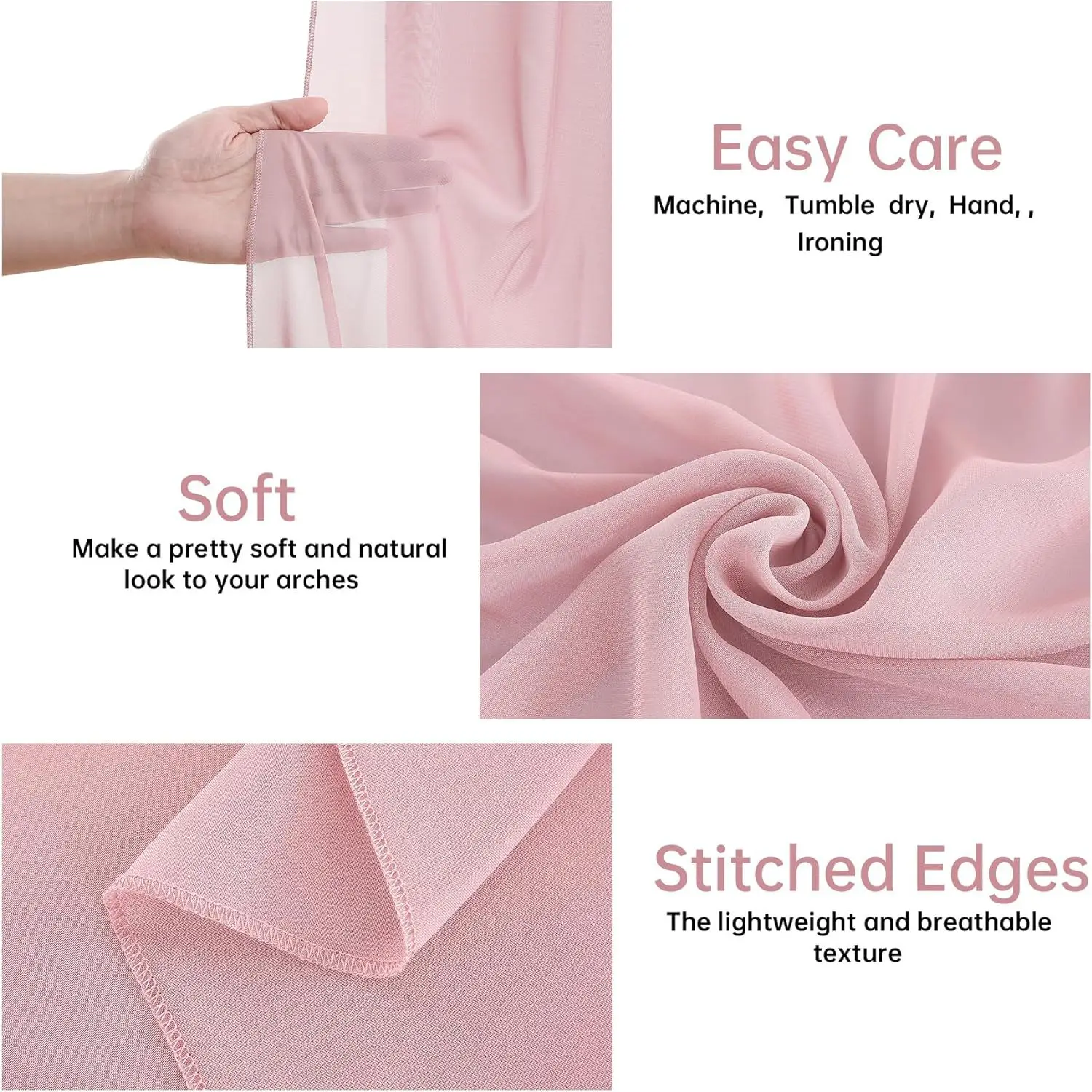 Chiffon Wedding Arch Draping Fabric 300*75CM Wedding Arch Drapes Sheer Backdrop Curtain for Wedding Ceremony Party Ceiling Decor