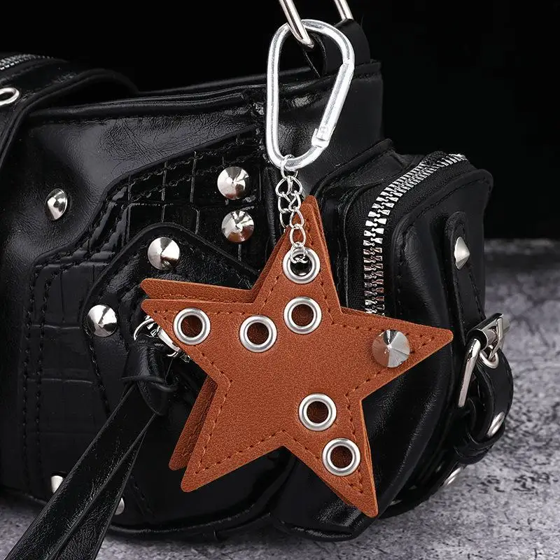 New！Five-pointed Star Keychain Handmade Drilling And Puncture Colorful Creative Bag Pendant Backpack Decoration
