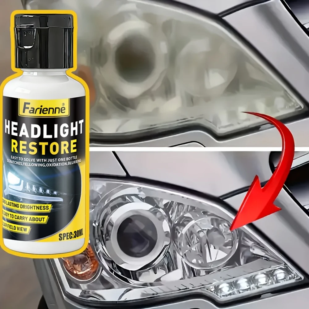 Professional Car Headlight Restoration - Removes Yellowing, Oxidation & Fogging - Lens Polishing Compound - Enhances Brightness,