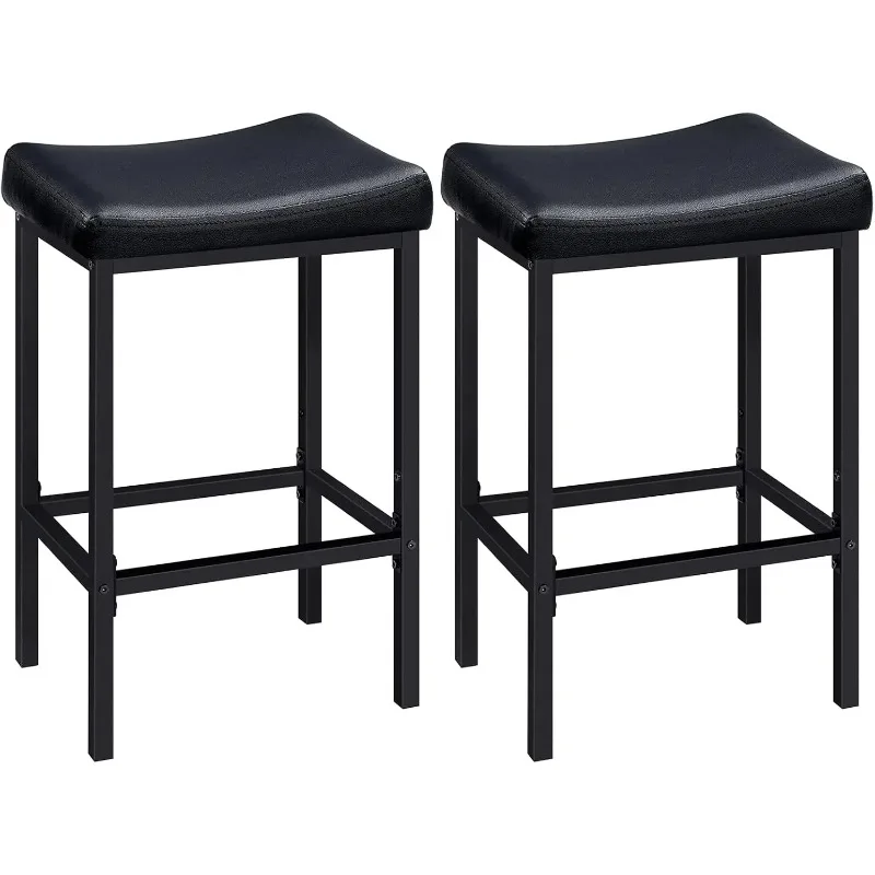 Bar Stools, Set of 2 Bar Chairs, Counter Height Stools, Saddle Stools