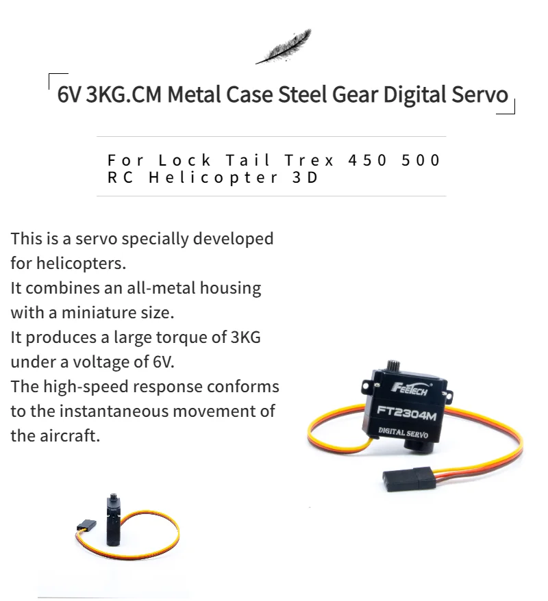 Feetech ft2304m 3kg torque metal engrenagem rc servo com longa vida durável coreless motor caixa de metal completo para 1 16 rc modelo carro caminhão