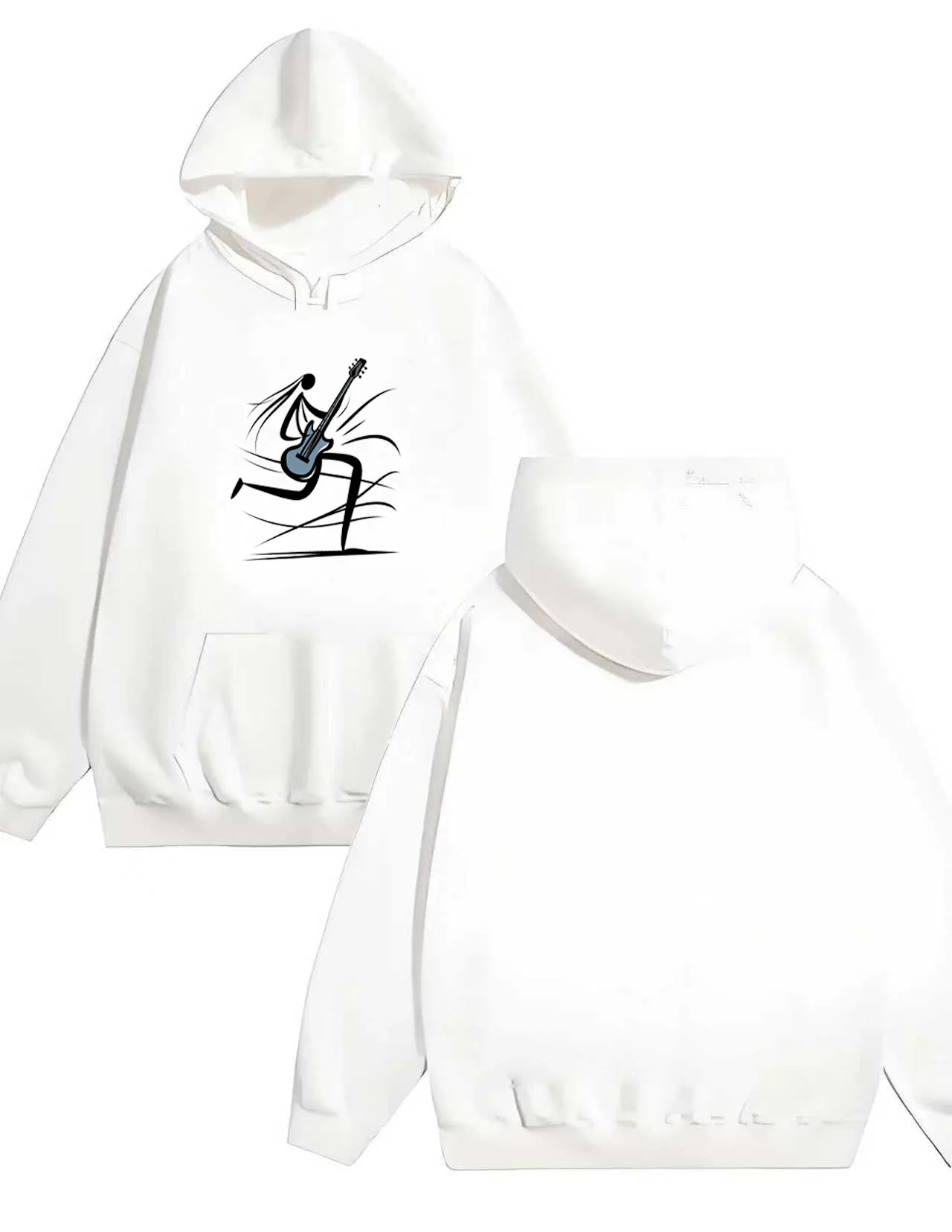 

330G heavy-duty hooded sweatshirt 2025 latest style with line figure print suitable for both men and women loose and casual