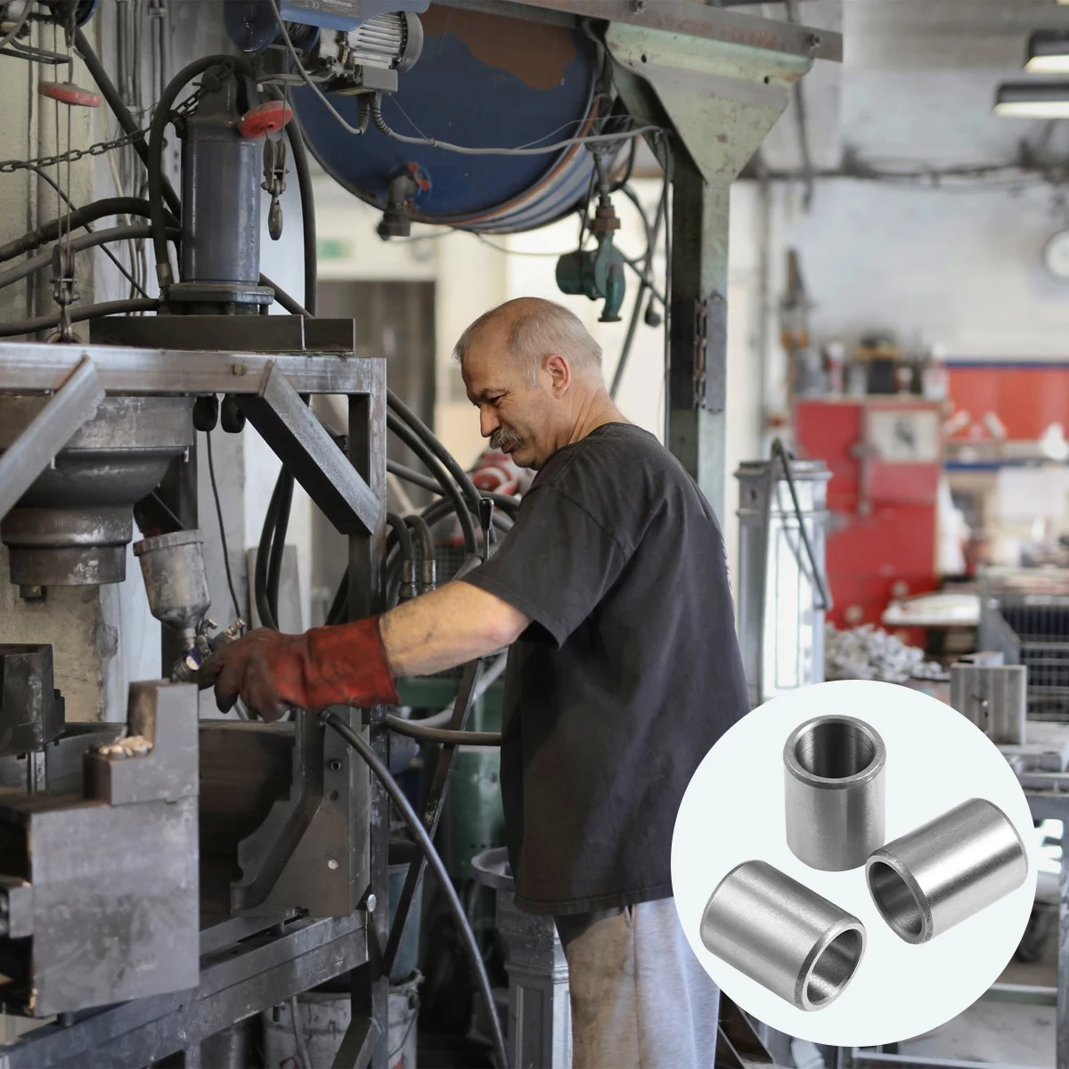 

3 Pcs Steel Bushing Precision Sleeve Bearings High Quality Guide CNC Machine Mechanical Engineering Friction Wear