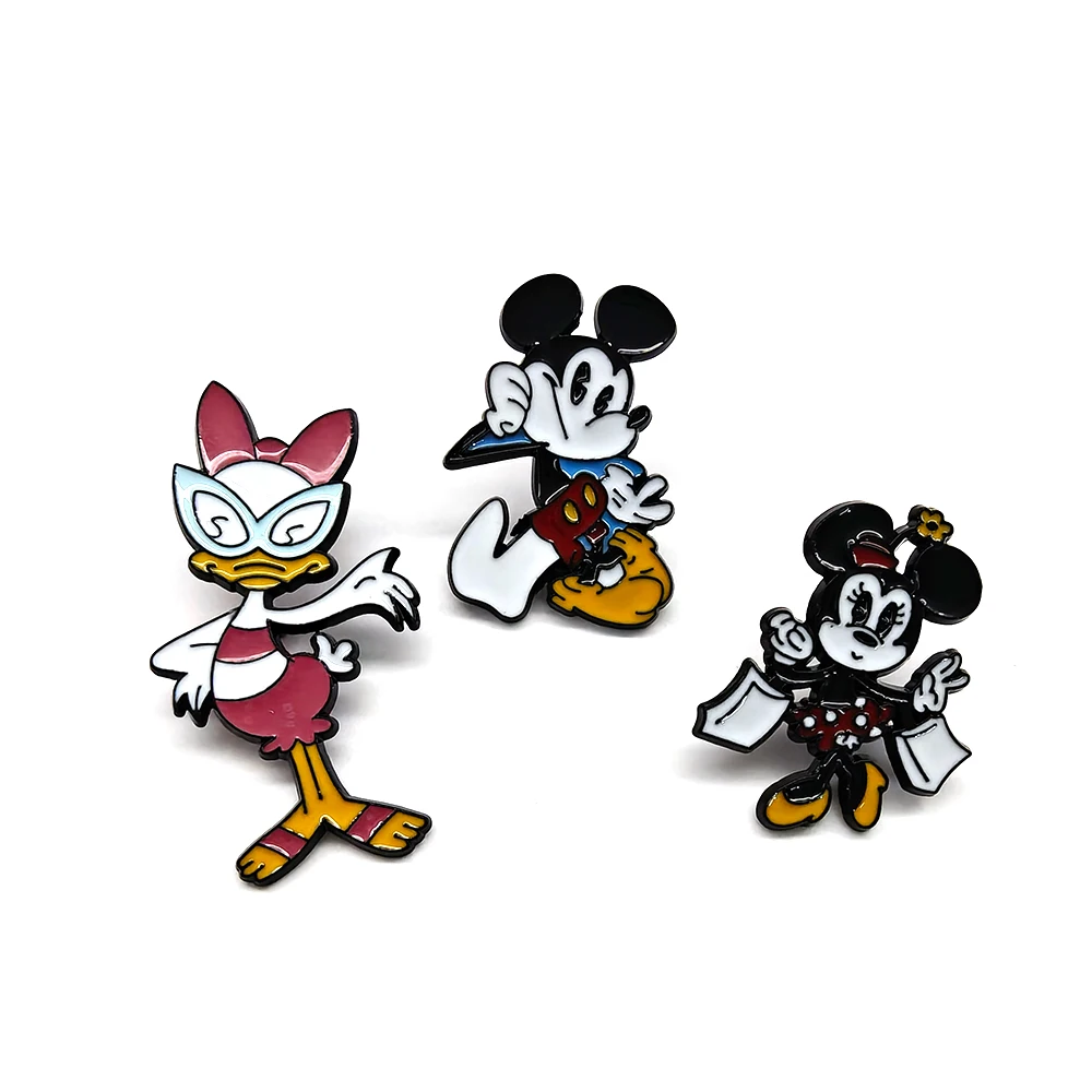 Mickey Minnie Cute Enamel Pins Cartoon Disney Brooches Lapel Badges Briefcase Backpacks Accessories Decoration Jewelry For Women