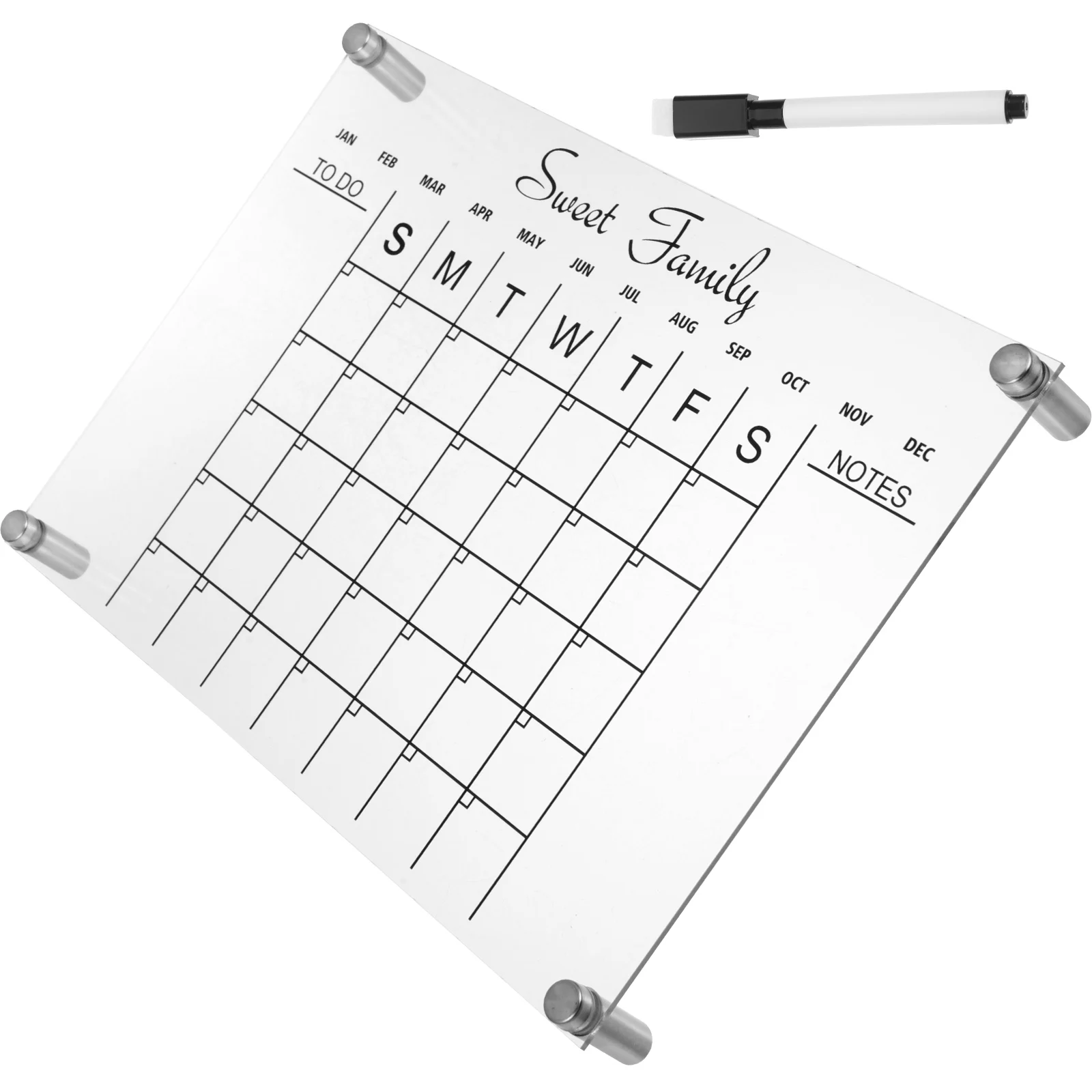 Wöchentlicher Schreibtisch, trocken abwischbare Tafel, transparenter Acryl-Kalender, Wochenplaner, magnetischer Zeitplan, wiederverwendbare Tafel, Kühlschrank, Nachrichten, Menü-Gadgets