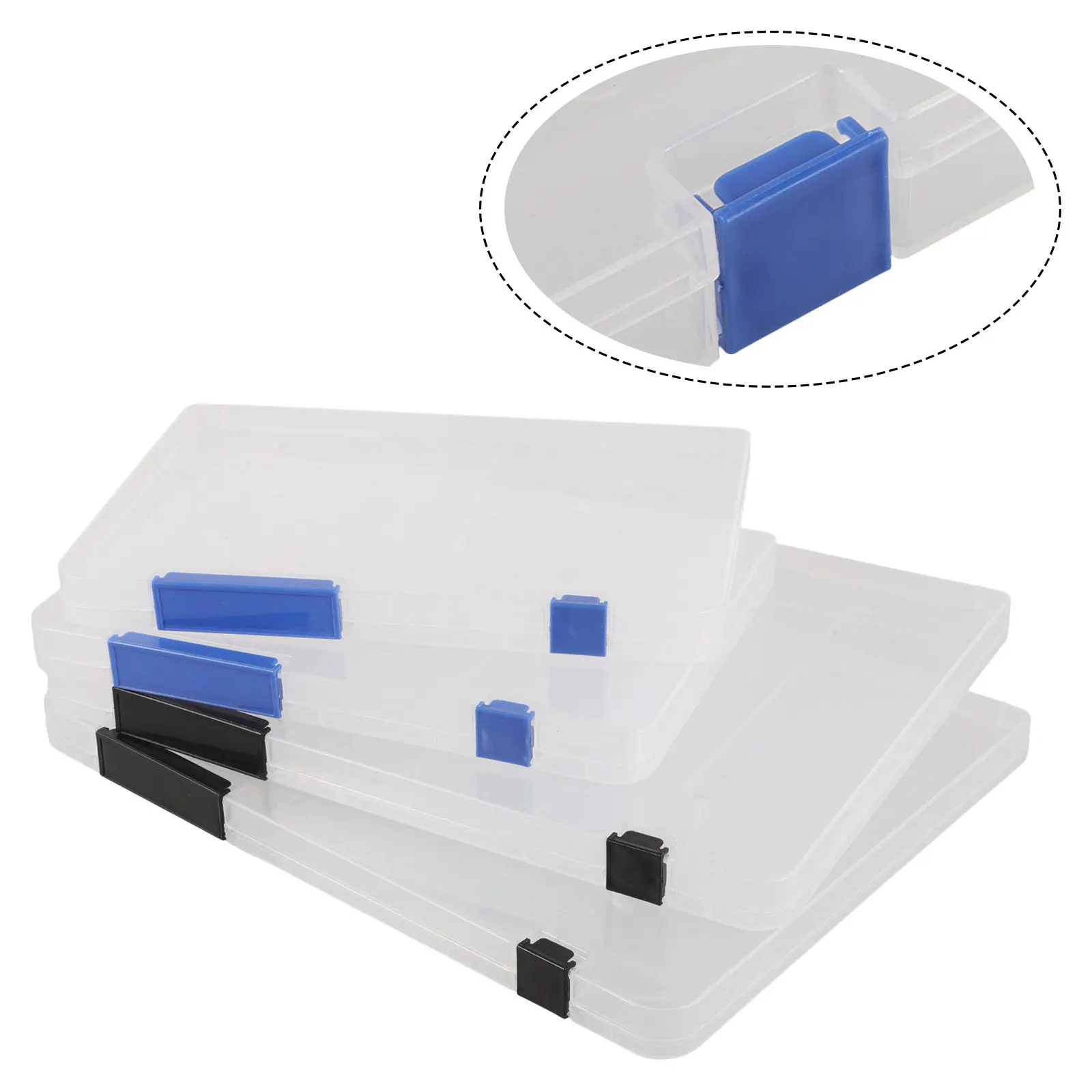 

4Pcs Transparent A4 A5 File Storage Box with Lid Document Organizer Magazine Holder Office Paper Folder File Case Buckle Closure