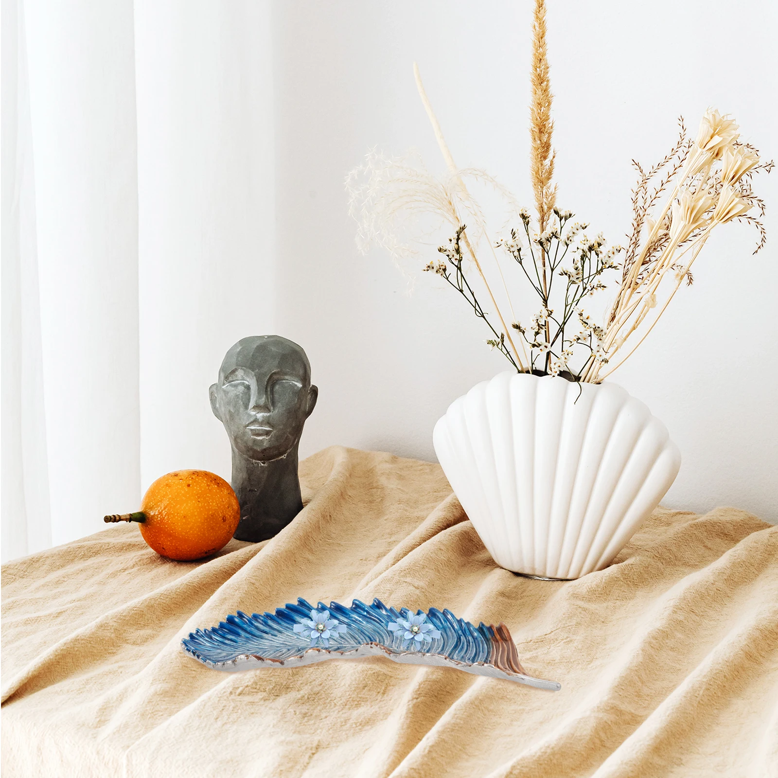 

Key Storage Ornaments Jewelry Trays Decorative Plumage Shape Ring Dish Tray Safe Materials Unique Design Long Term Use