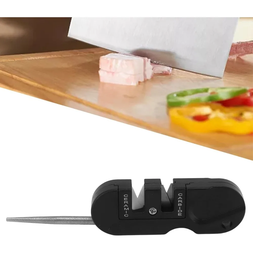 Multifunction 4-in-1 Knife Sharpener Pocket  Foldable Sharpening Stone with 3 Stages Ceramic & Carbide & Diamond Tapered