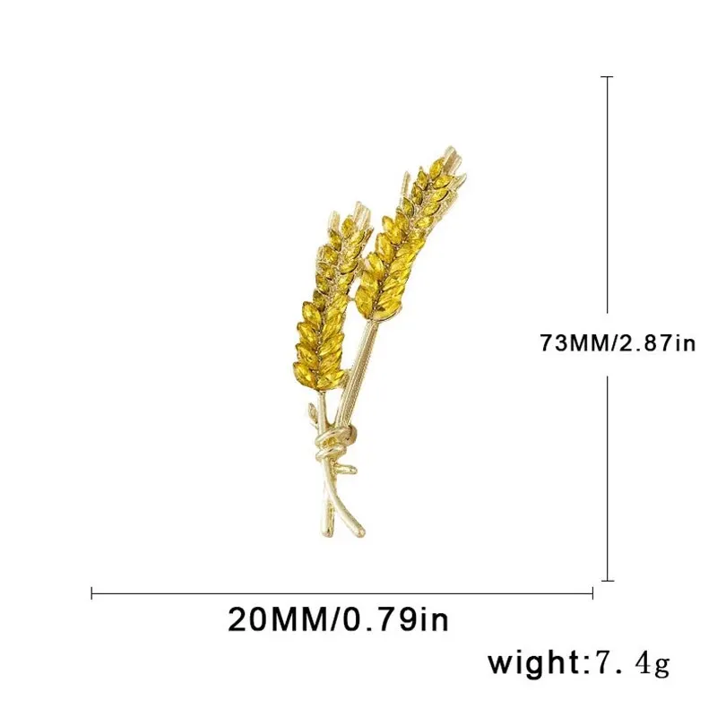 Classic Wheat Sheaf Cubic Zirconia Broochs For Women Men Gold Metal Crystal Plant Brooch Party Daily Jewelry image 6