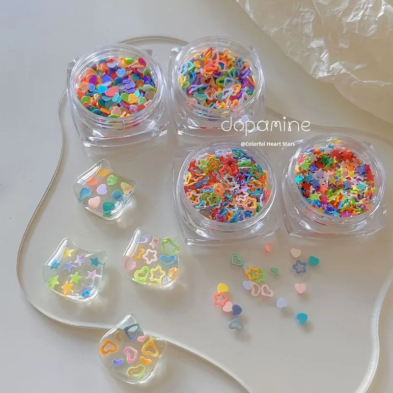 LYLE Dopamine Star Heart Nail Art Charms Hot Trendy Colorful Hollow Five Pointed Stars Nail Stickers Decorations Wholesale Bling