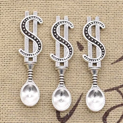 12pcs Charms Money Dollar Spoon 37x9mm Antique Silver Color Plated Pendants Making DIY Handmade Tibetan Finding Jewelry
