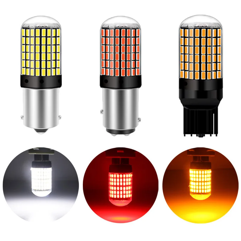 

For Universal Cars Smart LED Turn Signal Lights Canbus Error Free 1156 1157 T20 7443 Anti Flicker 3014 144SMD Brake Light Bulbs