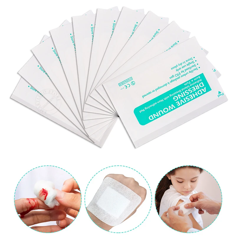 

10-100 шт., большой размер, медицинский клей для оказания первой помощи, гемостаз, одноразовый нетканый пластырь для ухода за ранами, марлевые бинты