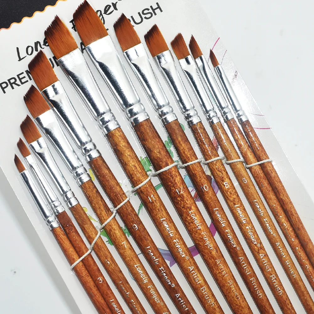 12 PCS Artist Watercolor Paint Brushes, Angled Tips Artist Paint Brushes Paints Brush Basic Set Different Sizes Deta